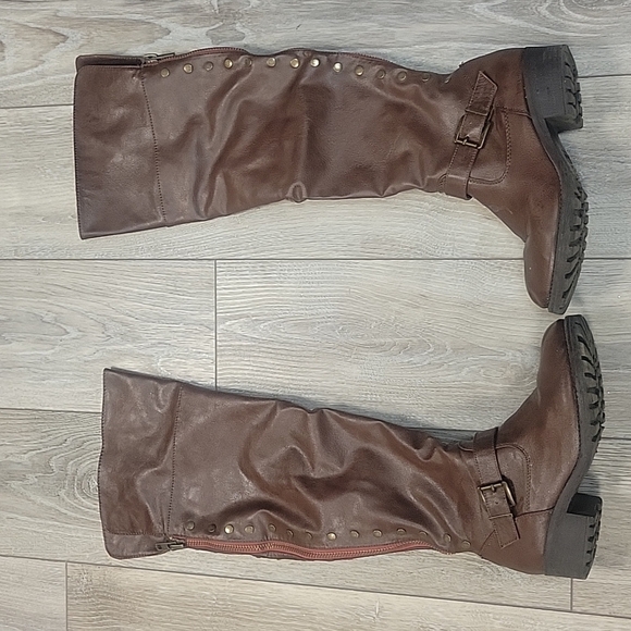 Bamboo Over the Knee Boots Dark Rusty Brown Size 8 1/2 - Picture 1 of 8